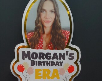 Birthday era cake topper with photo. custom photo cake topper. birthday era