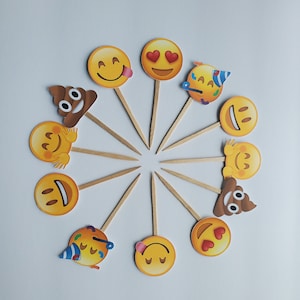 Emoji cupcake toppers.
