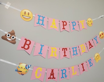 Emoji birthday banner. Fully customizable color schemes. Emoji birthday banner with name