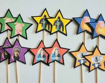 Sing the movie cupcake toppers by the dozen