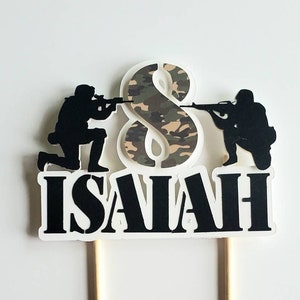 Army themed 3D birthday cake topper