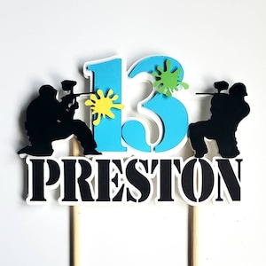 Paintball 3D birthday cake topper customizable Paintball birthday party decor