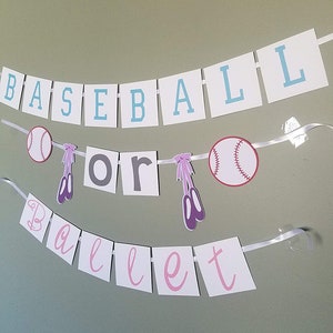 Gender reveal baseball or ballet banner