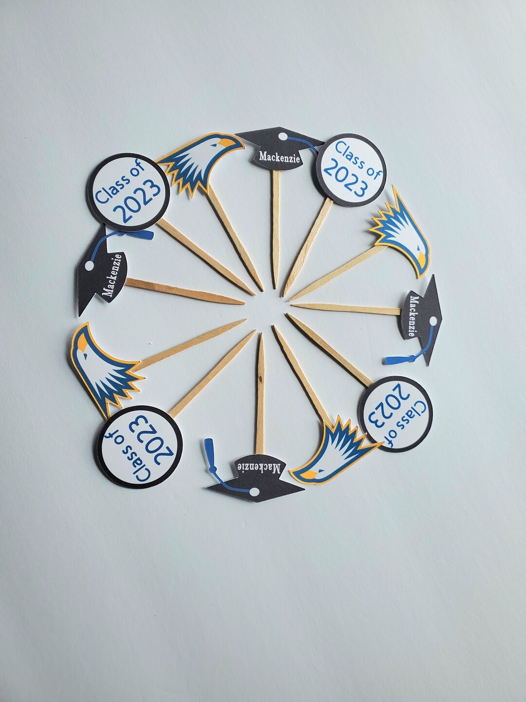 Graduation Custom School Mascot/logo Cupcake Toppers With Graduation ...