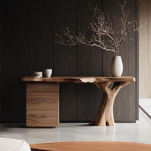 Farmhouse entry way table with drawers rustic live edge console table handcrafted hallways table modern side table unique home decor