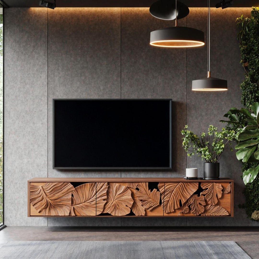 Rustic Floating Tv Cabinet Custom Live Edge Tv Stand Farmhouse Tv ...