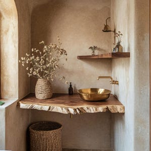 Farmhouse wall mounted brackets bathroom rustic vanity corner shelf handmade live edge bathroom vanity shelf bathroom decor