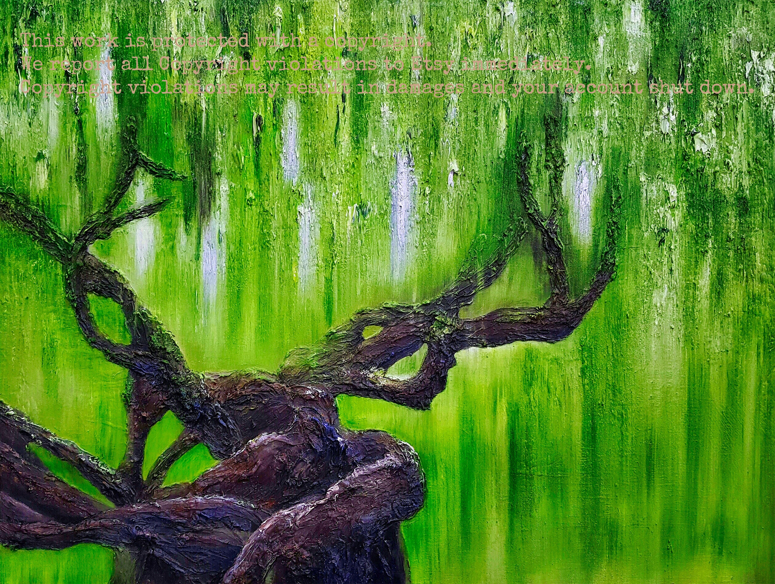 El sauce llorón / Arte imprimible / Pintura al óleo / Descarga Etsy