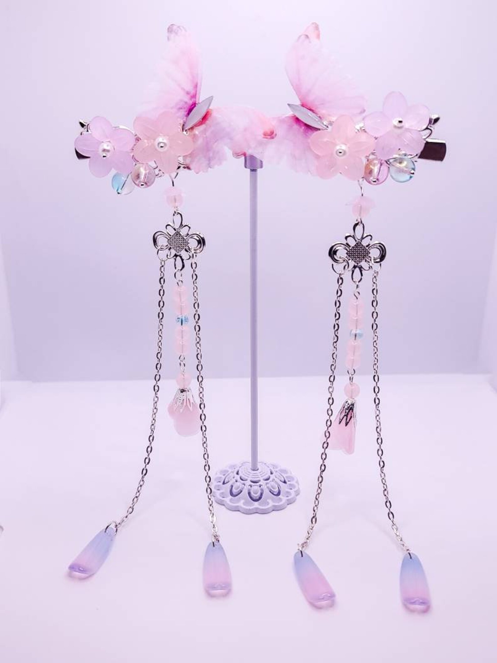 Pink Butterfly Hair Clips Flower Hair Clips Sakura Etsy