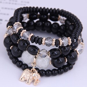 Olivenorma Bohemia Elephant Leaf Tassel Pendant Bracelet Set