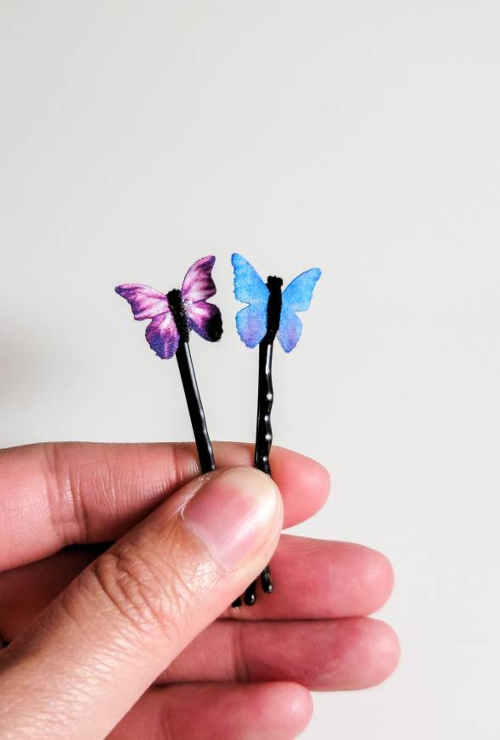 Purple Butterfly Hair Clips 4 Butterfly Bobby Pins Small Etsy