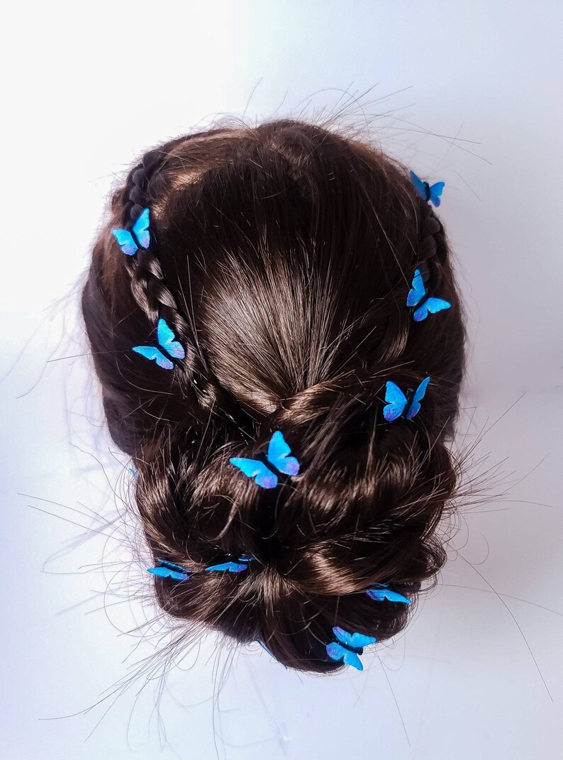 Blue Butterfly Hair Clips 4 Butterfly Bobby Pins Small Etsy