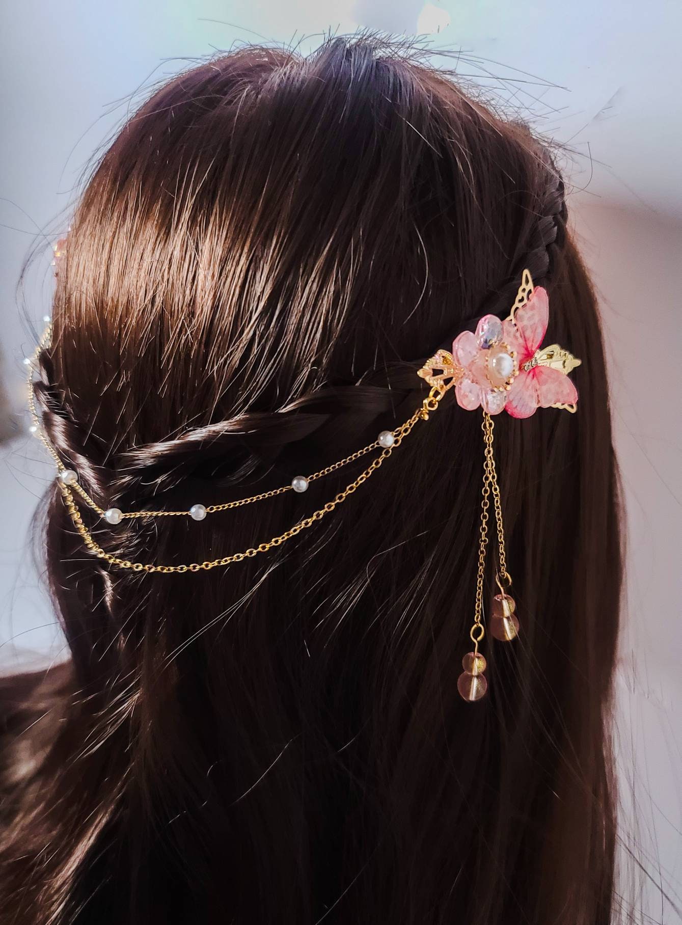 Chinese Hair Pin Hair Making Accessories Gold Fringed Hair Stick Luxurious  Pearl Headdress for Women Girls Long Curly Hair