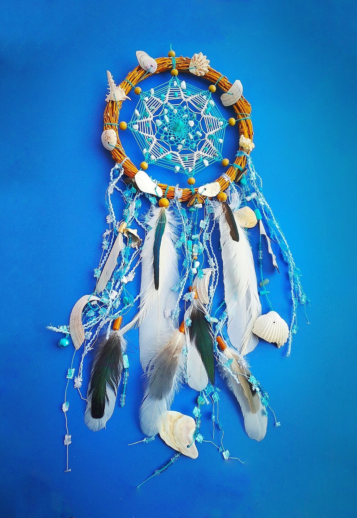 Dream catcher real with crystals of turquoiselarge dream Etsy