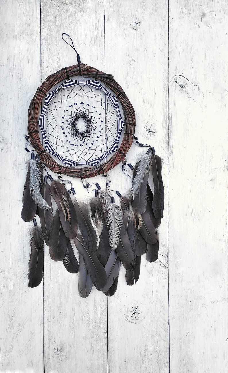 Authentic Large Dream Catcher in Native Cherokee Style, Crystal Dreamcatcher With Quartz for