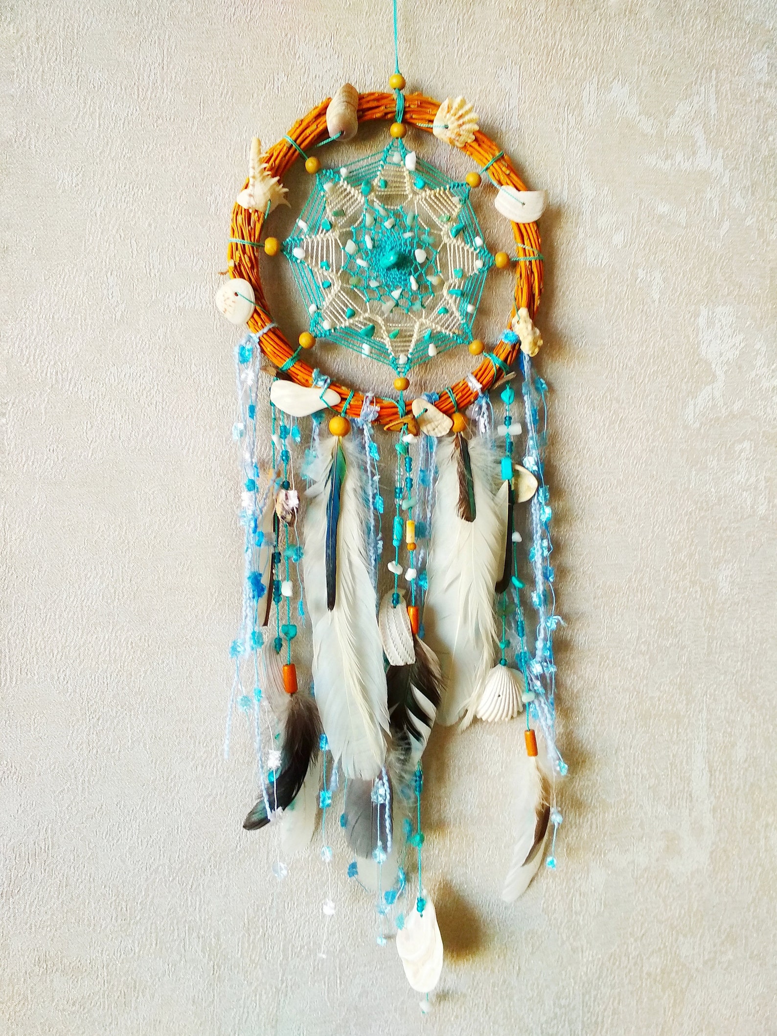 Real Dream Catcher with Raw of Turquoise Large Dreamcatcher Etsy