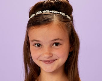 Flora Diamante Tiara/ Headband Communion/ Flower Girl