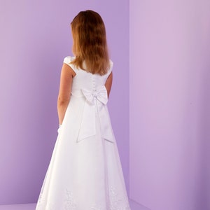 Harper Elegant White Holy Communion Dress with Organza Skirt image 2