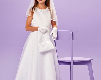 Florence  Sleeveless Long Holy Communion Dress Girls Flower Girl