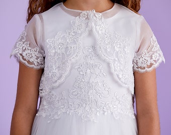 Boléro brodé en organza blanc Anna