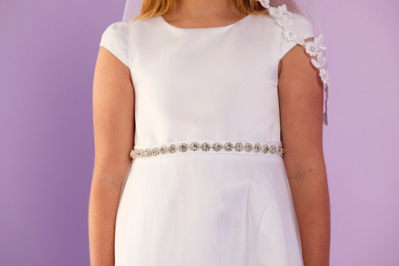 Harper Elegant White Holy Communion Dress with Organza Skirt image 3