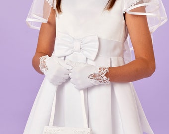 Martha White / Ivory Satin Communion Gloves