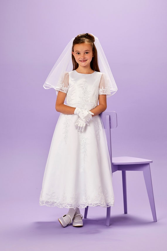 Jennifer Holy Communion Dress With Guipure Trims Etsy