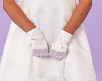 White LIOOBO Flower Girl Gloves Short Satin Bow Wedding Kindergarten Birthday Party Pupils Show Dress Gloves for Age 8-12 White LIOOBO Flower Girl Gloves Short Satin Bow Wedding Kindergarten Birthday Party Pupils Show Dress Gloves for Age 8-12