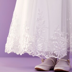 Harper Elegant White Holy Communion Dress with Organza Skirt image 4