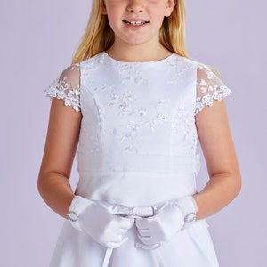 Theresa Girls White Holy Communion Dress Ankle Length Flower Girl SALE image 3