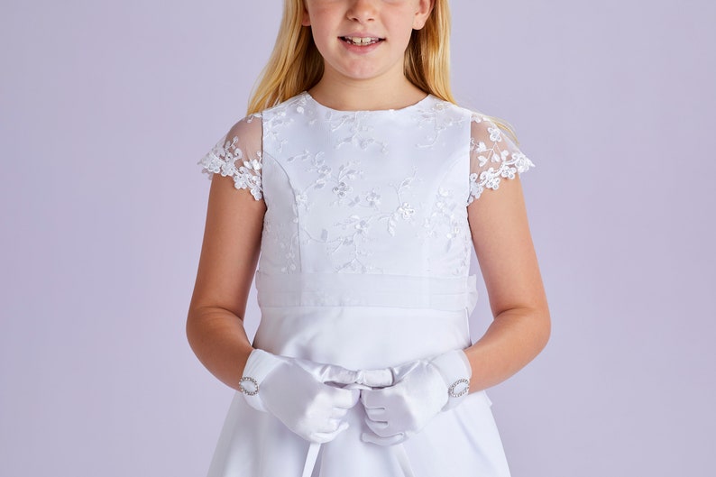 Theresa Girls White Holy Communion Dress Ankle Length Flower Girl SALE image 3