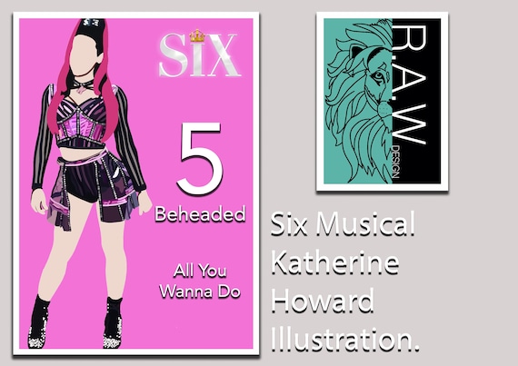 Six Musical Katherine Howard. Six Musical Vector Portrait Art