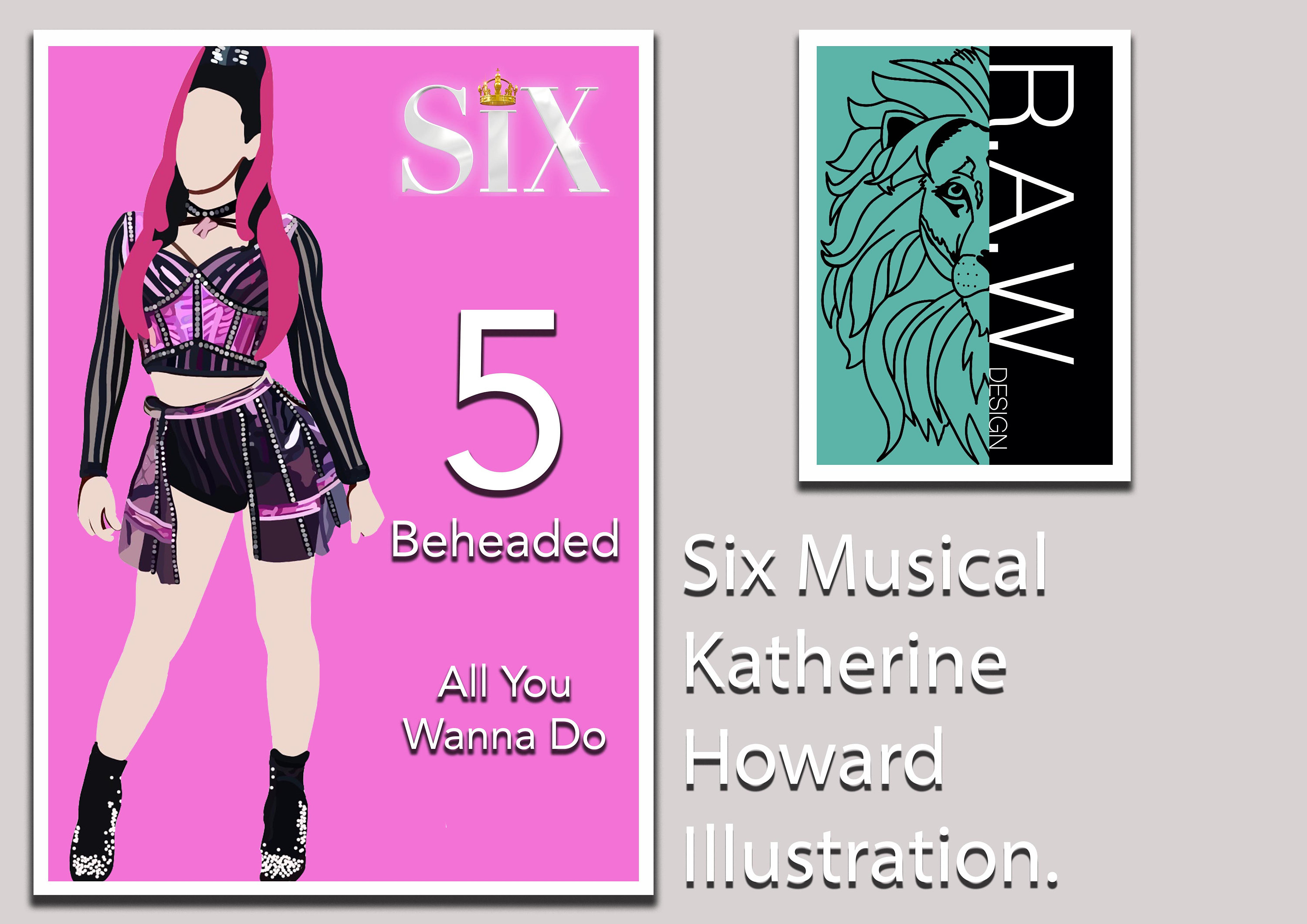 Six Musical Katherine Howard. Six Musical Vector Portrait Art