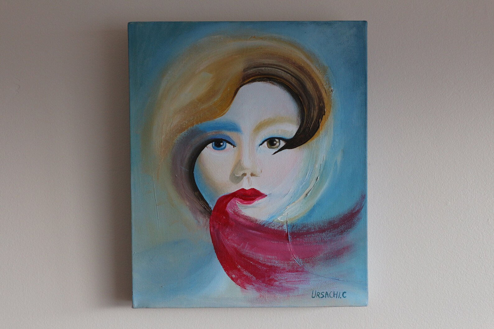 The red lipstick Original Painting on Canvas Acrylic Oils Etsy