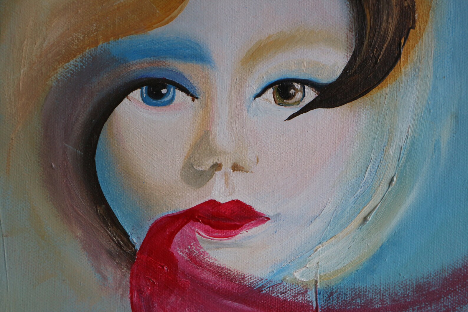 The red lipstick Original Painting on Canvas Acrylic Oils Etsy