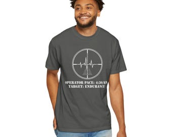 Tactical Operator Running Shirt - Sniper Scope Reticle Tee - EKG Heart Rate Workout Top - Military Fitness Gift - Shadow Files Gear