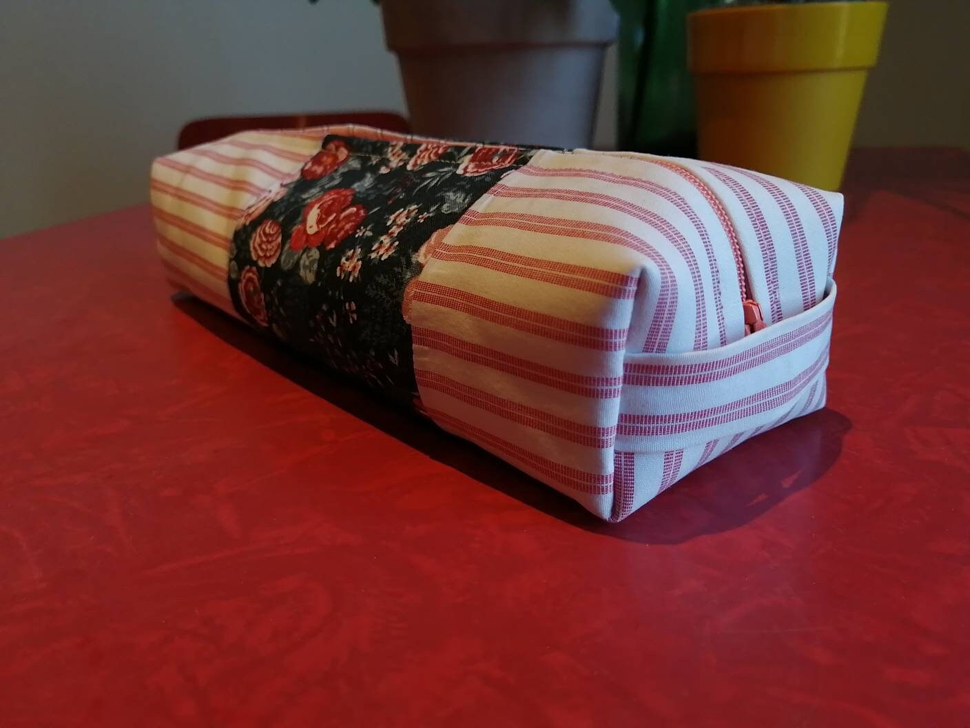 Trousse Scolaire Patchwork Rayures et Fleurs