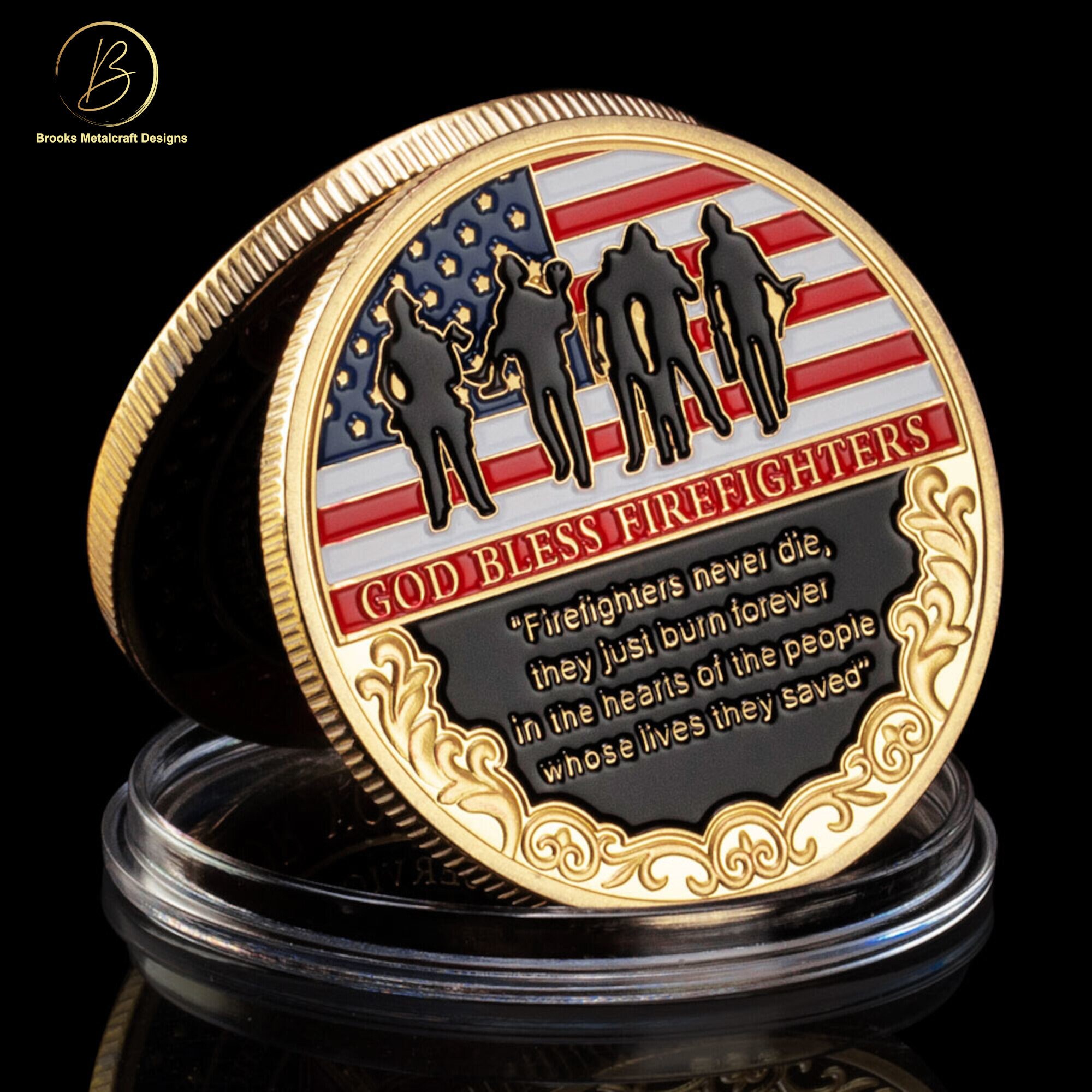 First Responder Challenge Coin Firefighter Challenge Coin - Golden Bravery  Medal With St. Florian Design Collector Challenge Coin
