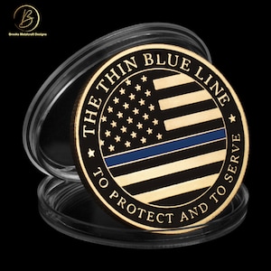 Police The Thin Blue Line Gold Challenge Coin