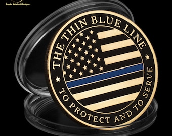 Police The Thin Blue Line Gold Challenge Coin
