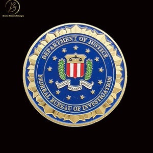 FBI Challenge Coin with DOJ Logo, Collectible Law Enforcement Emblem