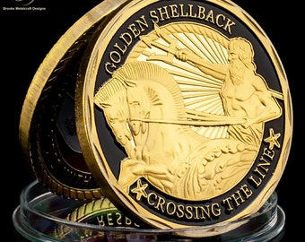 Navy Golden Shellback Crossing the Line Challenge Coin
