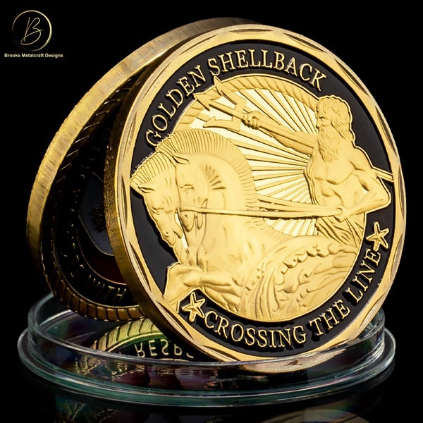 Navy Golden Shellback Crossing the Line Challenge Coin