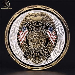 Police Officer St Michael Patron Saint of Law Enforcement Challenge Coin