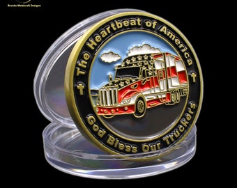 Heartbeat of America God Bless Our Truckers Challenge Coin
