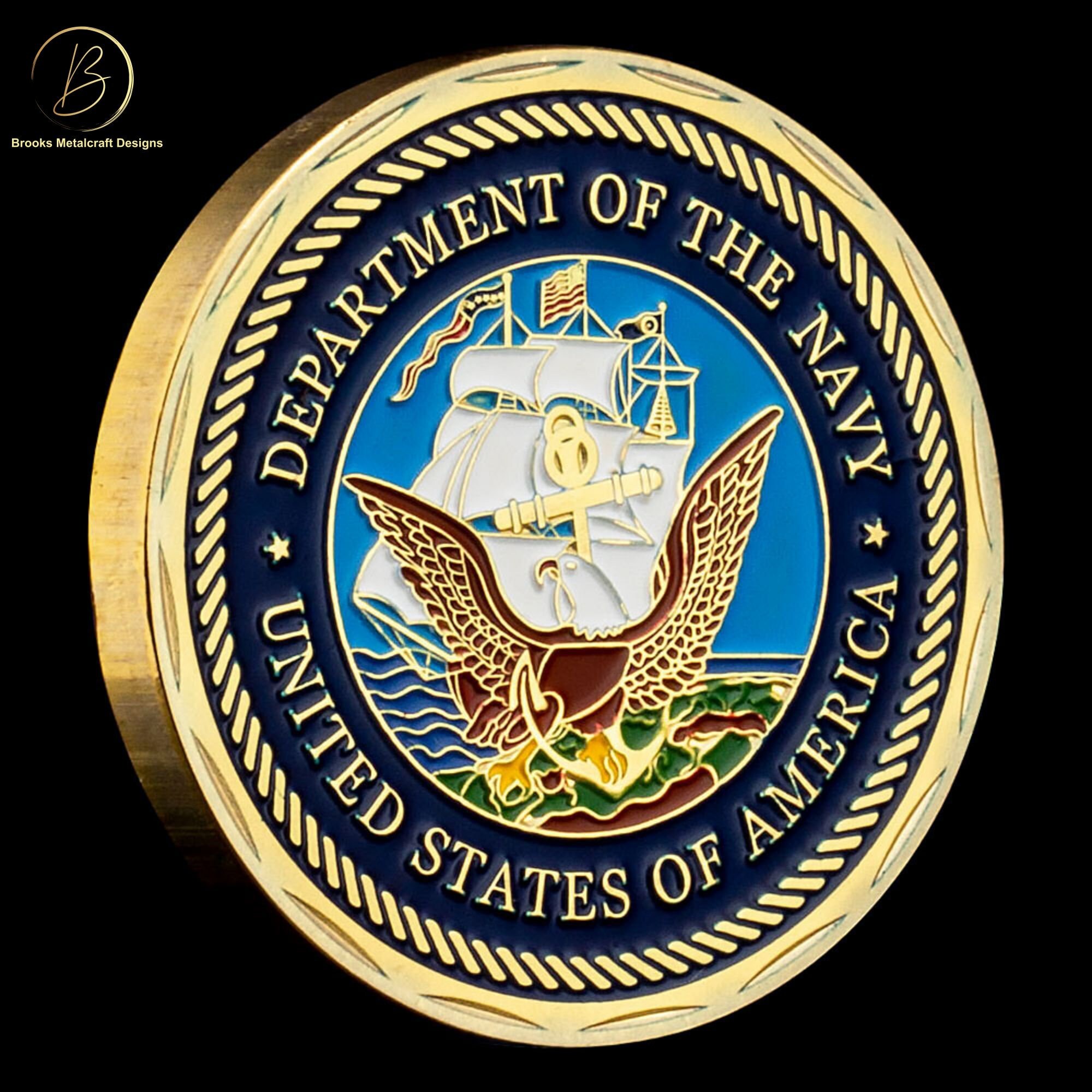 Pièce Commémorative US Navy (Challenge Coin) - 40mm, Plaquée Fer - Cadeau Collection Militaire, Décoration