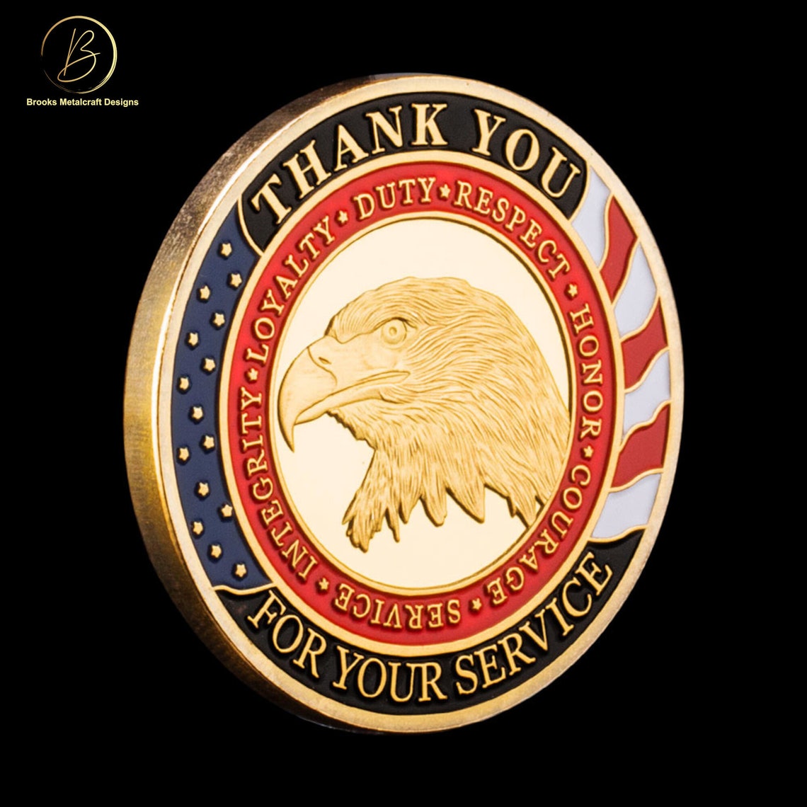 US Military Eagle Challenge Coin "THANK YOU" ARMY-NAVY- AIR FORCE USCG