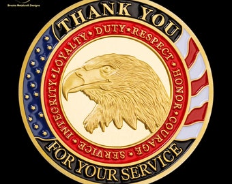 Military Thank You for Your Service Gold Challenge Coin