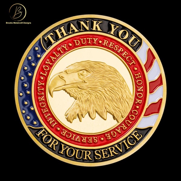 Military Thank You for Your Service Gold Challenge Coin