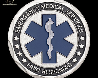 Silver EMS Challenge Coin with Star of Life Design